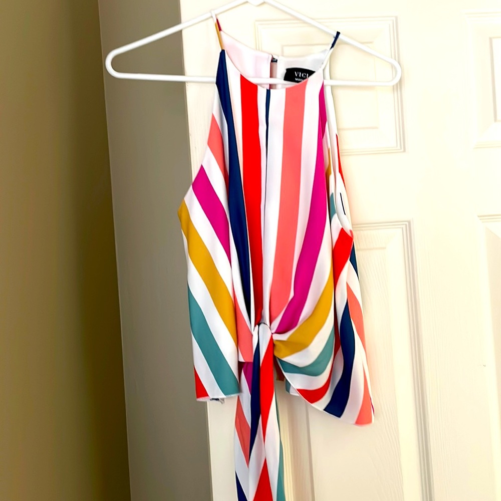 Striped tie blouse